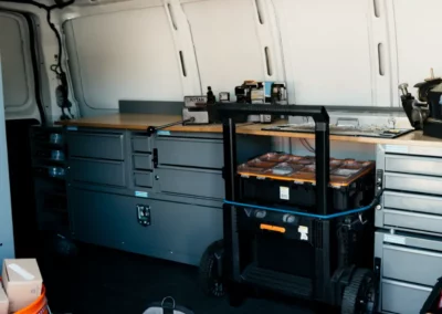 The interior of a Balport van