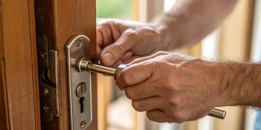 A man rekeys a lock