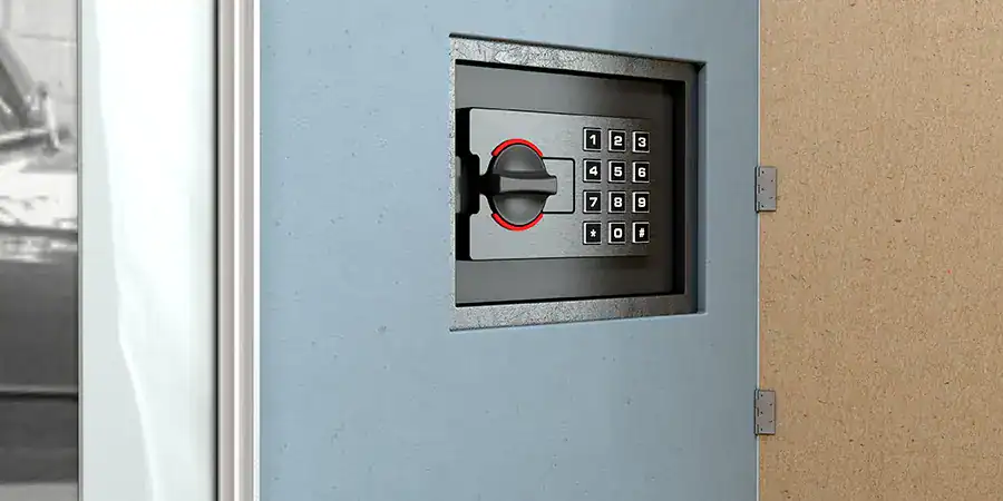 A wall safe concealed behind a picture