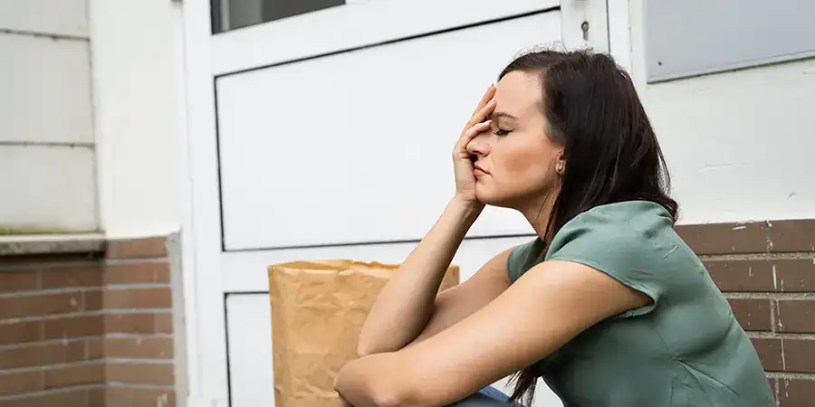 A woman locked out of the house